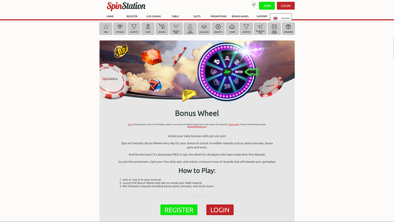 Spin Station Casino Desktop Bonus Wheel