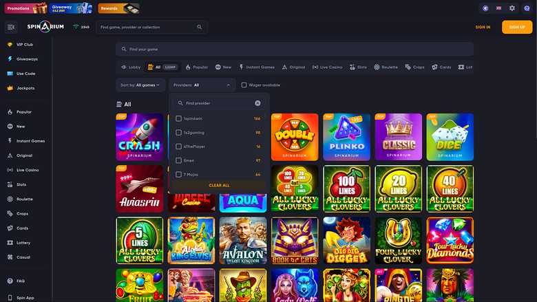 Spinarium Casino Desktop Game Developers