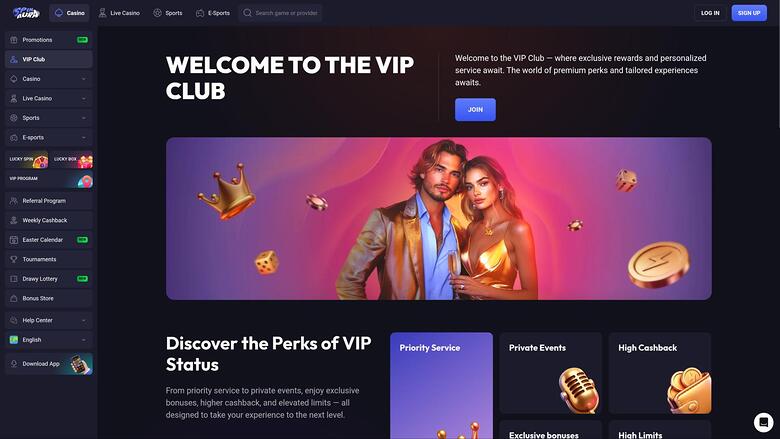 SpinAura Casino VIP page