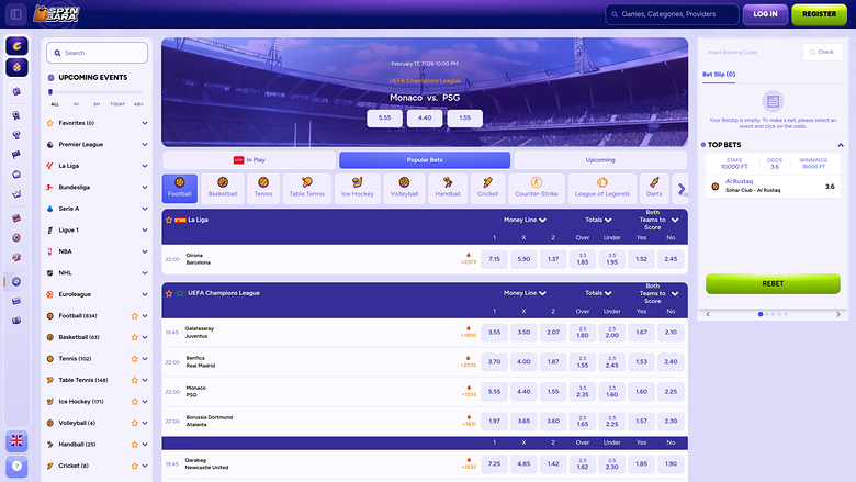 Spinbara Casino Desktop Sports