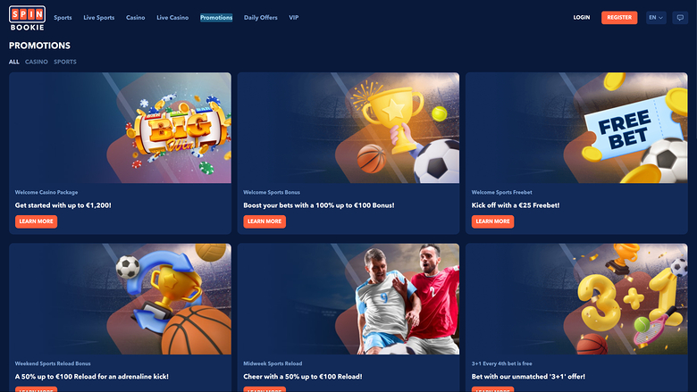 Spinbookie Casino Desktop Promotions
