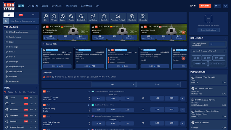 Spinbookie Casino Desktop Sports
