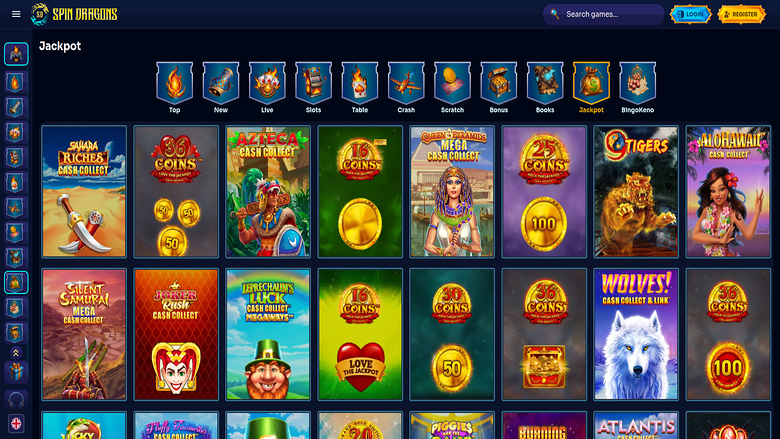 SpinDragons Casino Jackpot Desktop