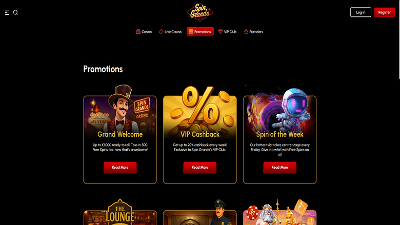 Promotions screenshot of Spingrande Casino for Desktop