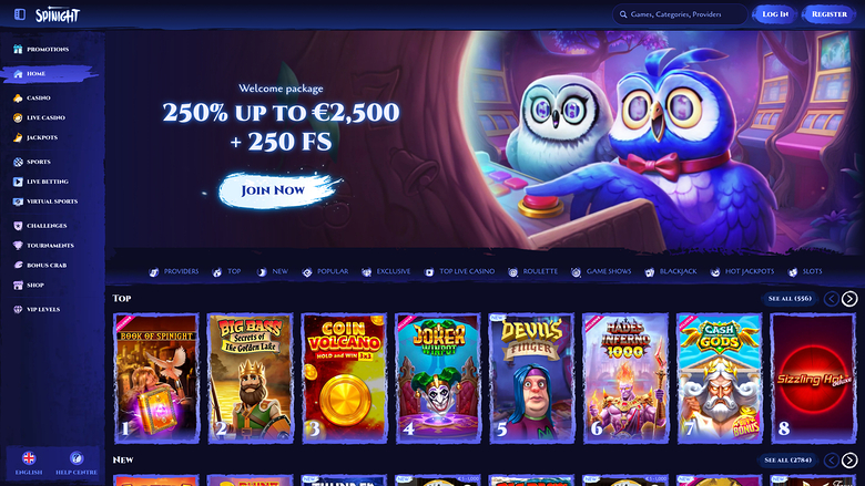Spinight Casino Desktop Homepage