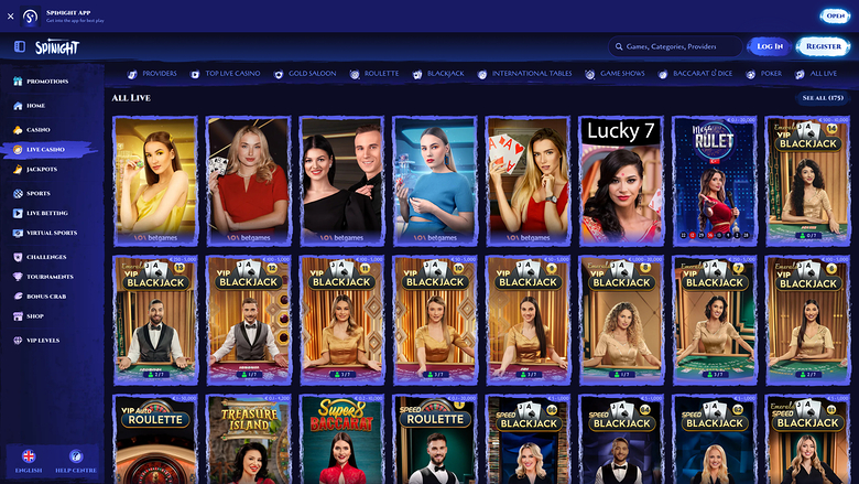 Spinight Casino Desktop Live Dealer