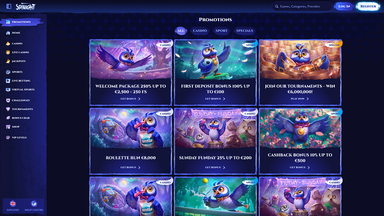 Spinight Casino Desktop Promotions