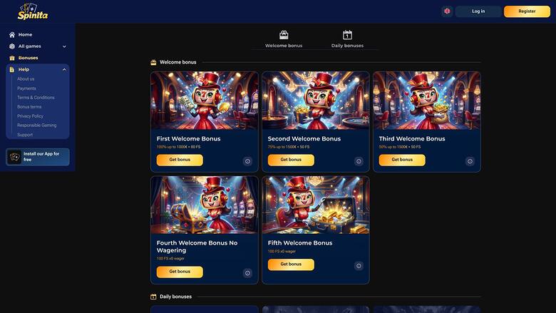 Spinita Casino promotions page