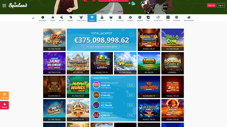 Spinland Casino Desktop Jackpot