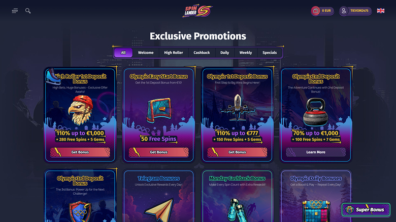 Spinlander Casino Desktop Promotions