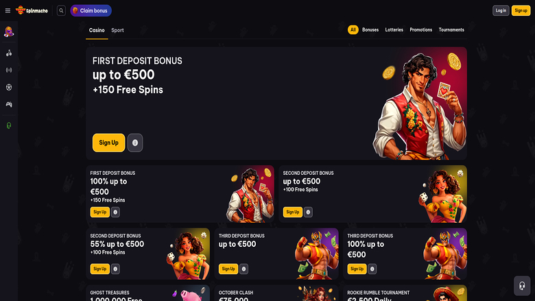 Promotions screenshot of Spinmacho Casino for Desktop