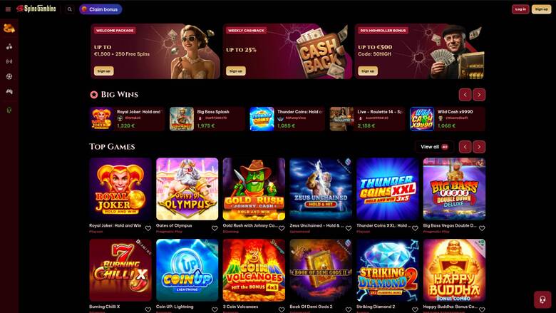 SpinoGambino Casino Homepage