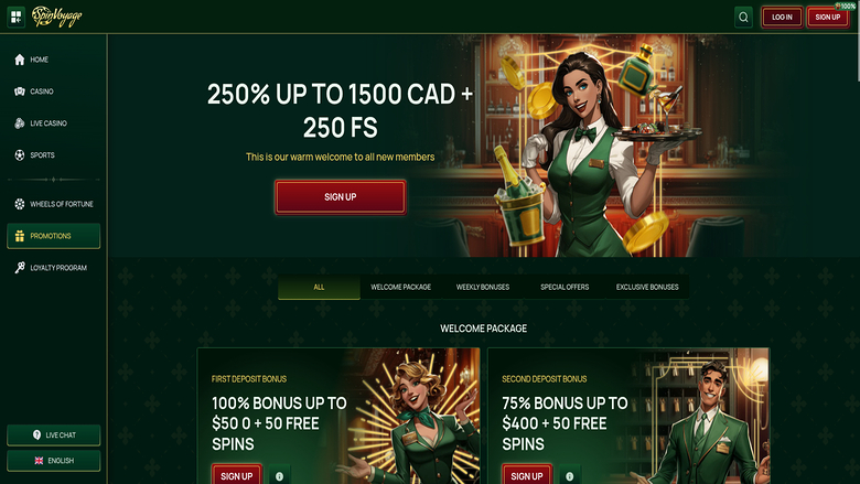 Promotions screenshot of SpinVoyage Casino for Desktop