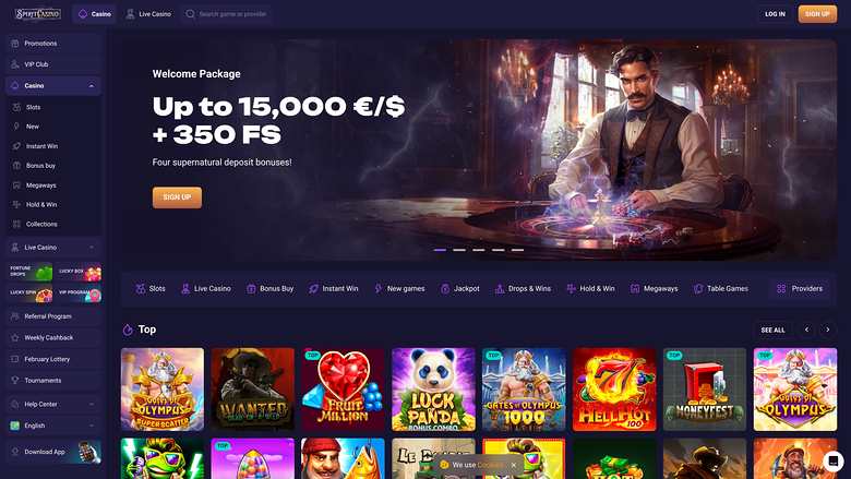 Spirit Casino Desktop Homepage