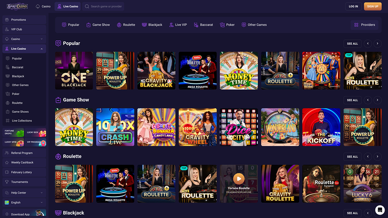 Spirit Casino Desktop Live Dealer