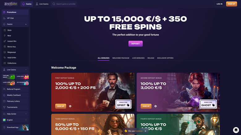 Spirit Casino Desktop Promotions