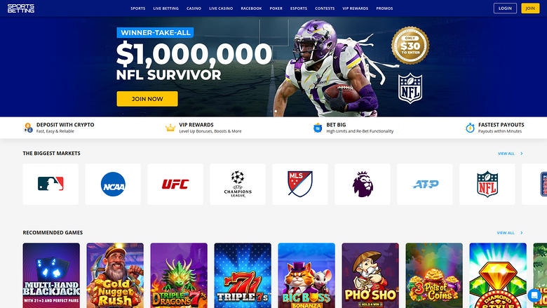 Sports Betting Casino Desktop Homepage