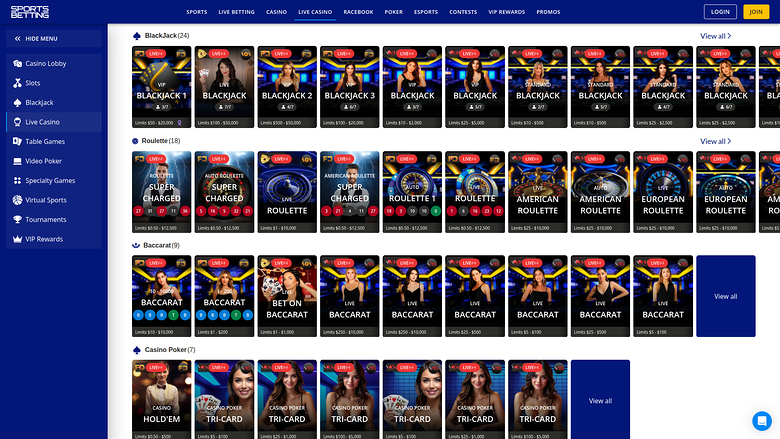 Sports Betting Casino Desktop Live Dealer