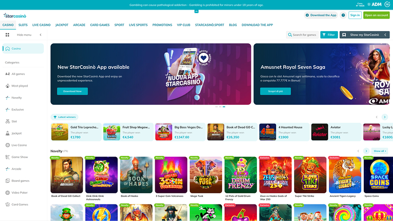 Star Casino Desktop Homepage