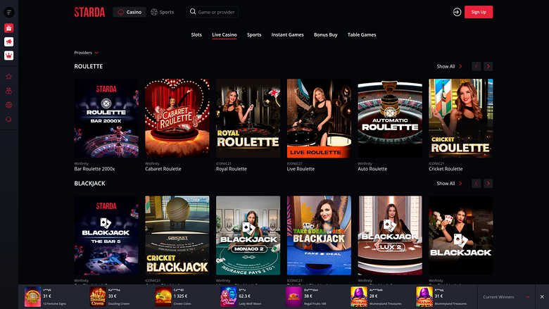 Starda Casino Desktop Live Dealer