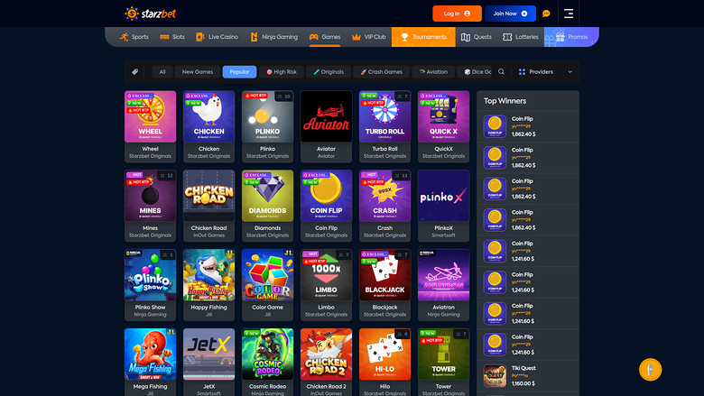 Starzbet Casino Desktop Games