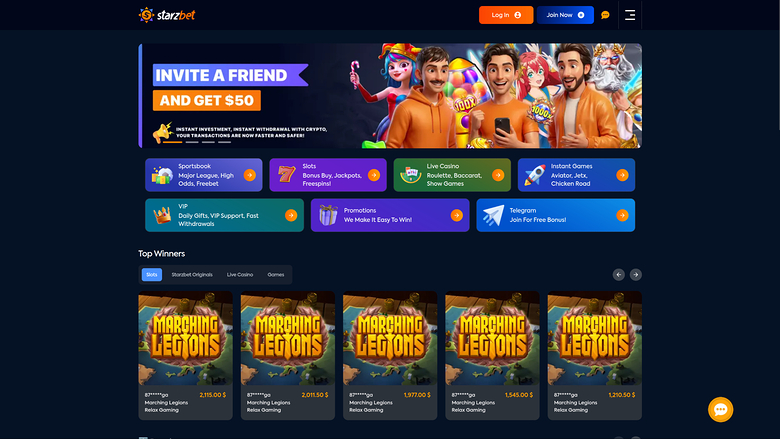 Starzbet Casino Desktop Homepage