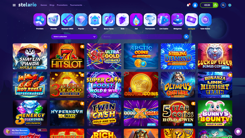 Stelario Casino Desktop Jackpot