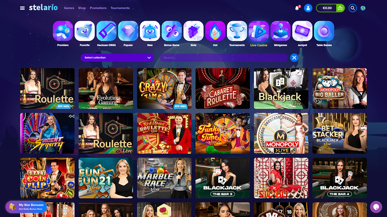 Stelario Casino Desktop Live Dealer