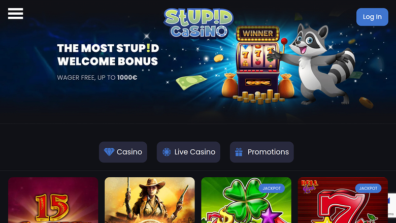 Stupid Casino Desktop Homepage