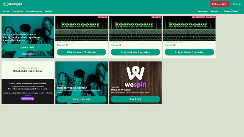 SuomiKasino Desktop WeSpin