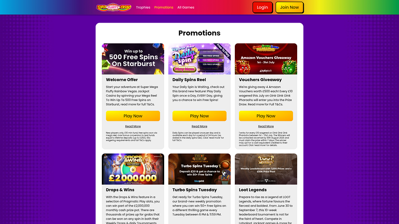 Super Fluffy Casino Desktop Promotions