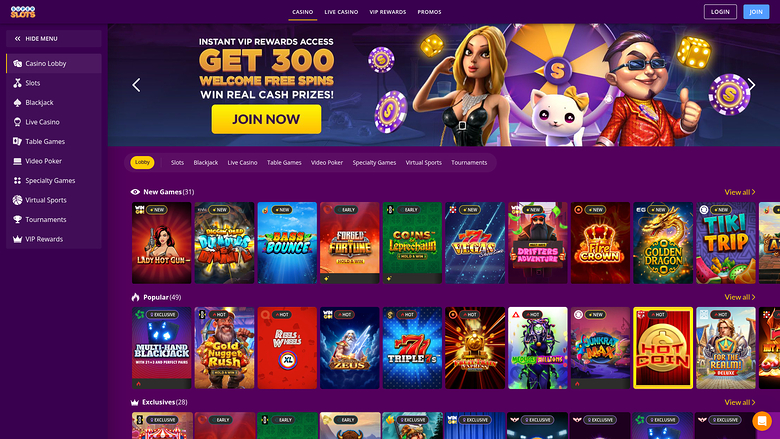 Super Slots Casino Desktop Homepage