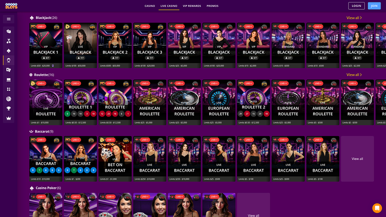 Super Slots Casino Desktop Live Dealer