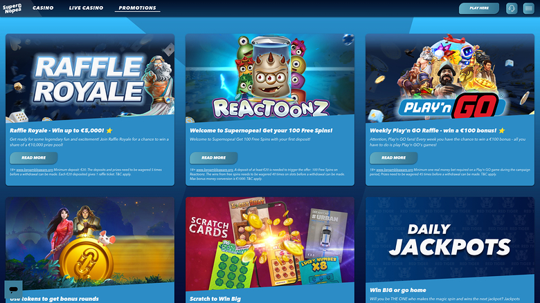 SuperNopea Casino Desktop Promotions