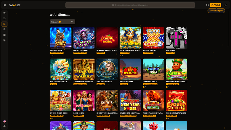TabooBet Casino Desktop Games
