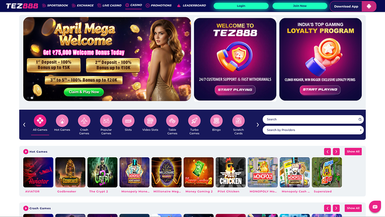 Tez888 Casino Desktop Games