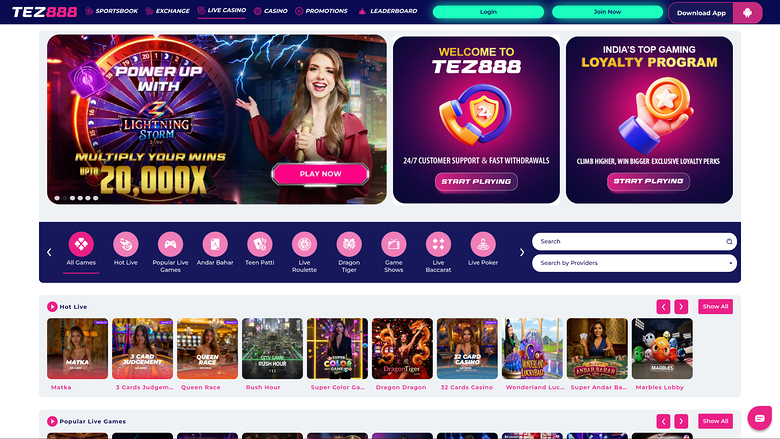 Tez888 Casino Desktop Live Dealer