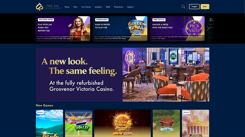 The Vic Casino homepage