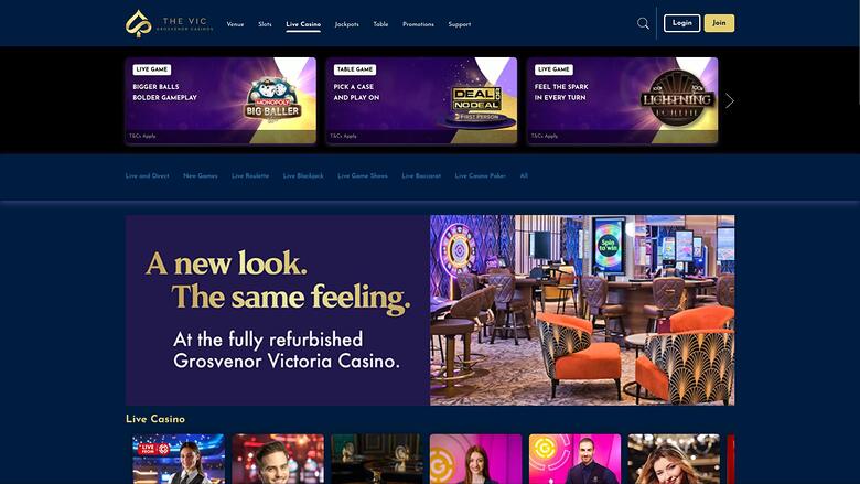 The Vic Casino live dealer page