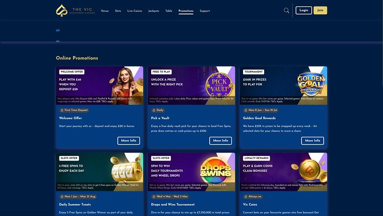 The Vic Casino promotions page
