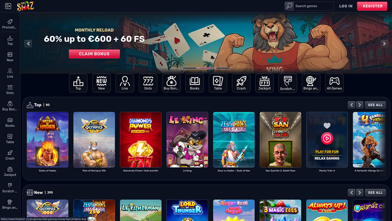TheSlotz Casino Desktop Homepage