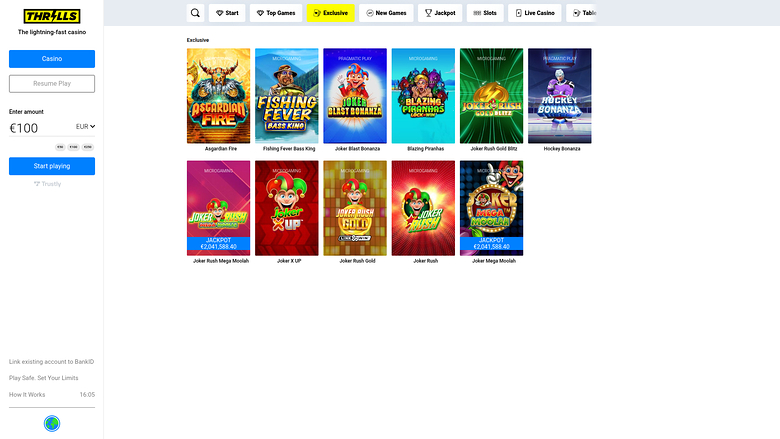 Thrills Casino Desktop Exclusive