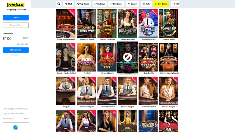 Thrills Casino Desktop Live Dealer