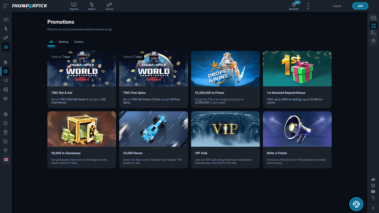 ThunderPick Casino Desktop Promotions