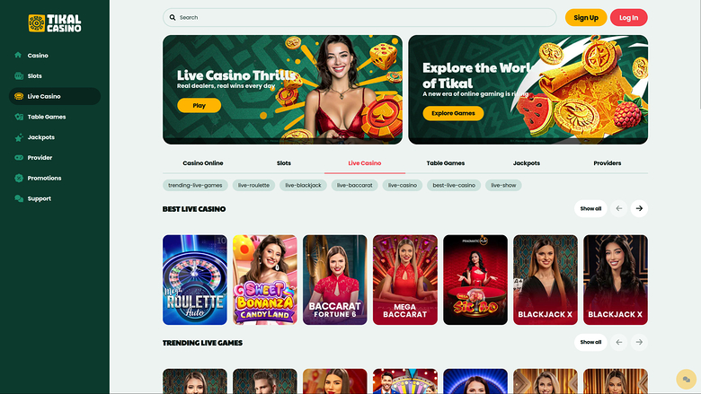 Tikal Casino Desktop Live Dealer