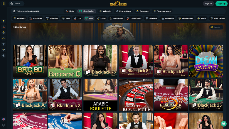 TombRiches Casino Desktop Live Dealer