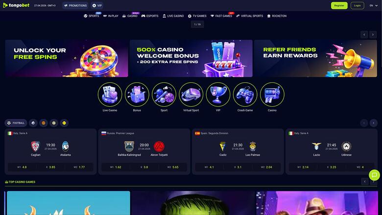 TongoBet Casino homepage