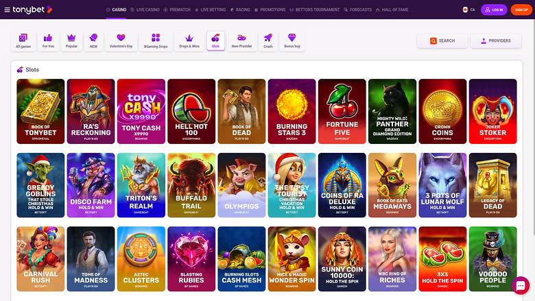 TonyBet Casino Desktop Games