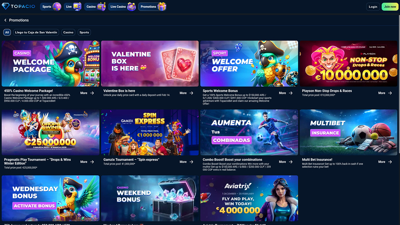 Topacio Casino Desktop Promotions