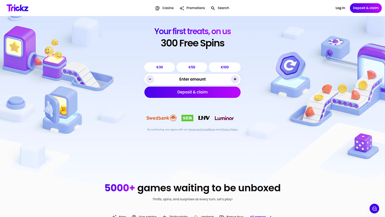 Trickz Casino Desktop Homepage